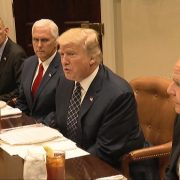 President Trump Meets With Soldiers For Lunch Discussions