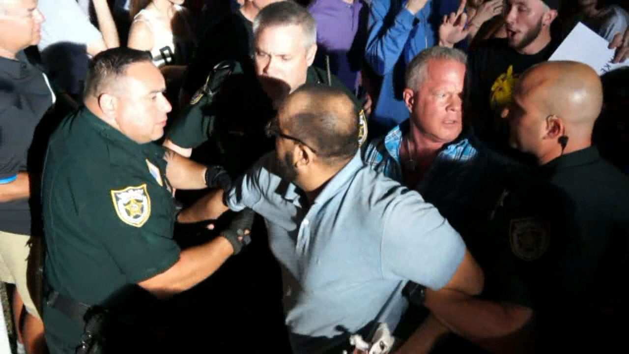 Trump Protester and Supporter Fight At Florida Rally: Police Move In